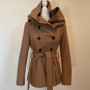 Zara Hooded Coat- Tan Small